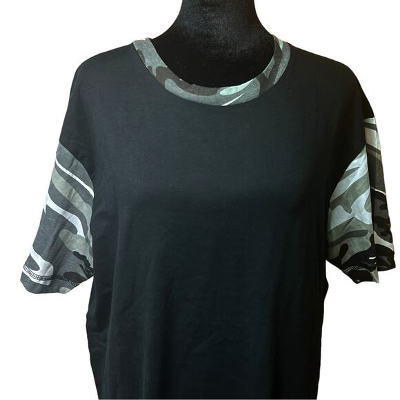 Code Five Men's Black/Camo Short Sleeve Tee Shirt Top Medium 100% Cotton - Picture 4 of 13